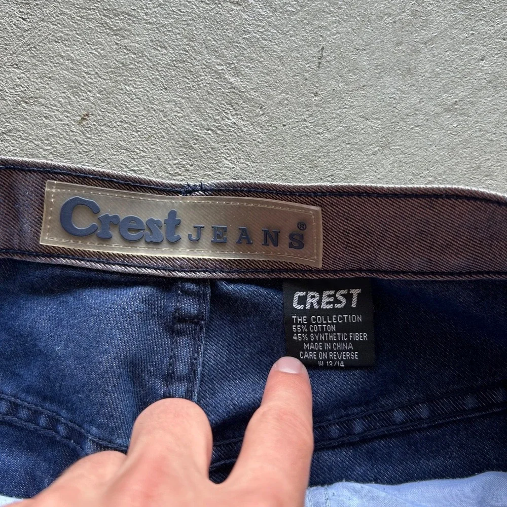 Vintage Crest Jeans Jacket Pants Set Womens Large Iridescent Metallic Y2K Denim